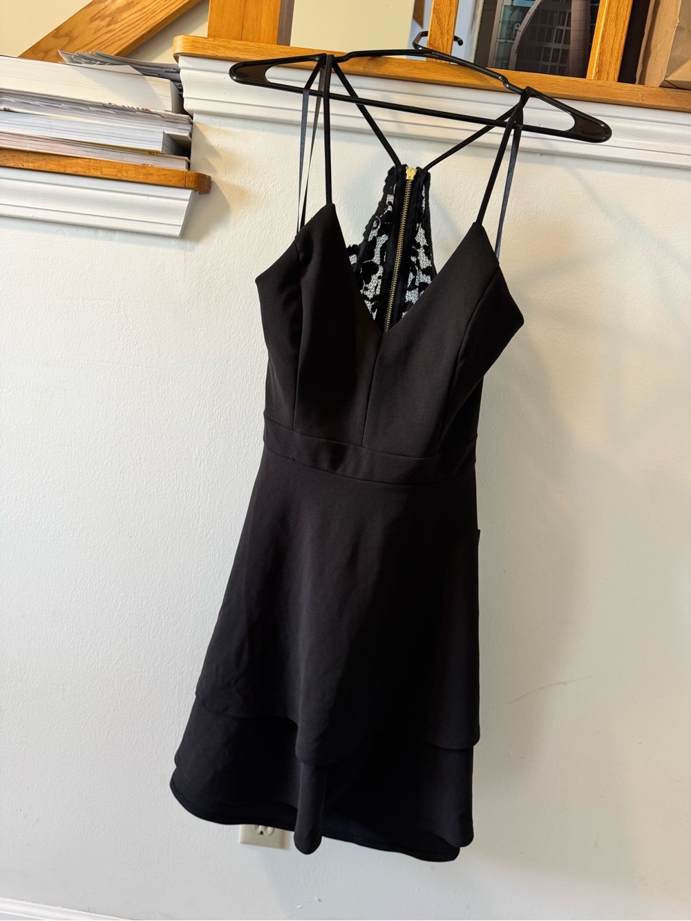 Macys NWT Black Strappy V-Neck Skater Dress | size 13/14